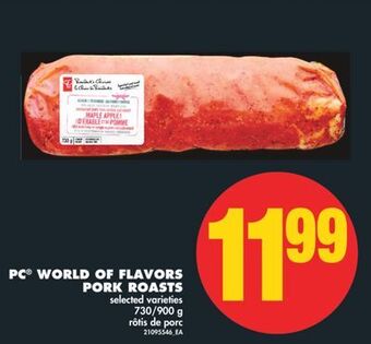 No Frills Pc® world of flavors pork roasts, 730/900 g offer