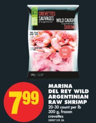 No Frills Marina del rey wild argentinian raw shrimp, 20-30 count per lb, 300 g offer