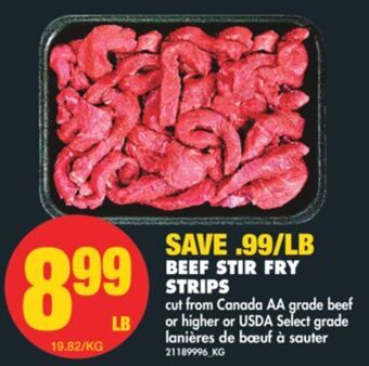 No Frills Beef stir fry strips offer