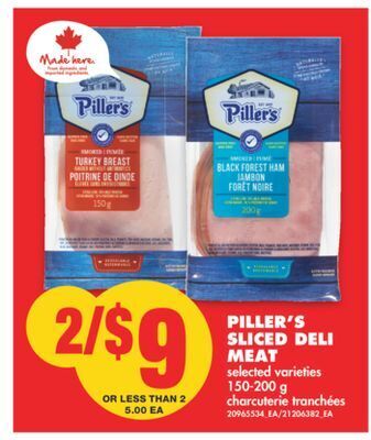 No Frills Piller's sliced deli meat, 150-200 g offer
