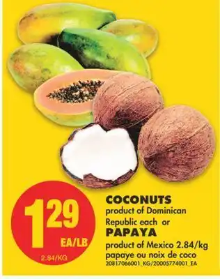 No Frills Coconuts or papaya offer