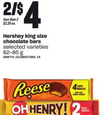 Independent Grocer Hershey king size chocolate bars, 62-85 g offer