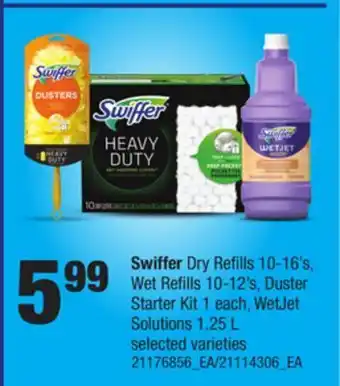 Independent Grocer Swiffer dry refills, 10-16's, wet refills 10-12's, duster starter kit, 1 each, wetjet solutions, 1.25 l offer
