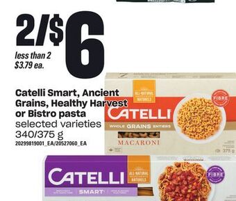 Independent Grocer Catelli smart, ancient grains, healthy harvest or bistro pasta, 340/375 g offer