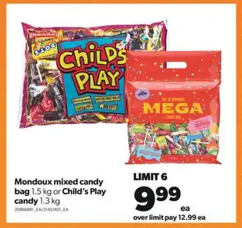 Real Canadian Superstore Mondoux mixed candy bag, 1.5 kg or child's play candy, 1.3 kg offer