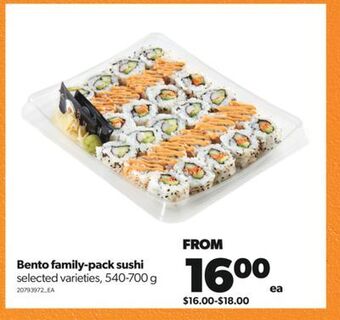 Real Canadian Superstore Bento family-pack sushi, 540-700 g offer