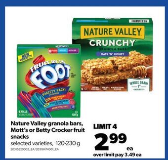 Real Canadian Superstore Nature valley granola bars, mott's or betty crocker fruit snacks, 120-230 g offer
