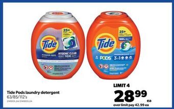 Real Canadian Superstore Tide pods laundry detergent, 63/85/112's offer
