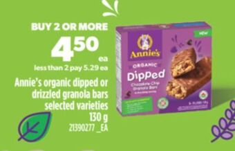 Real Canadian Superstore Annie's organic dipped or drizzled granola bars, 130 g offer