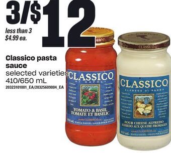 Loblaws Classico pasta sauce, 410/650 ml offer