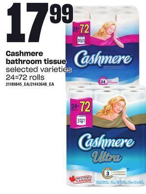 Loblaws Cashmere bathroom tissue, 24=72 rolls offer