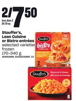 Loblaws Stouffer's, lean cuisine or bistro entrées, 170-340 g offer
