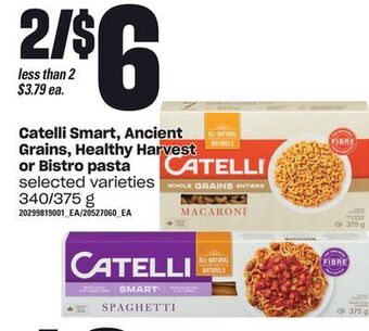 Loblaws Catelli smart, ancient grains, healthy harvest or bistro pasta, 340/375 g offer