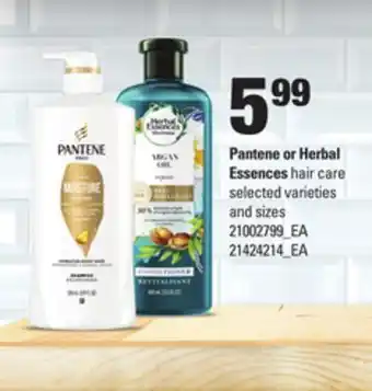 Loblaws Pantene or herbal essences hair care offer