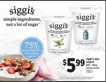 Loblaws Siggi's skyr yogurt, 650 - 750 g offer