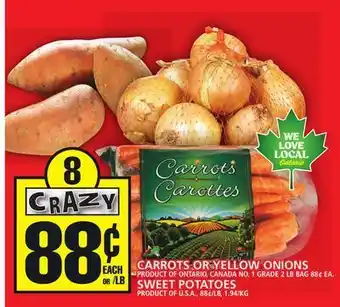 Food Basics Carrots or yellow onions or sweet potatoes offer