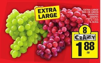 Food Basics Extra large red or green seedless grapes offer