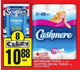 Food Basics Cashmere bathroom tissue or scotties facial tissue offer