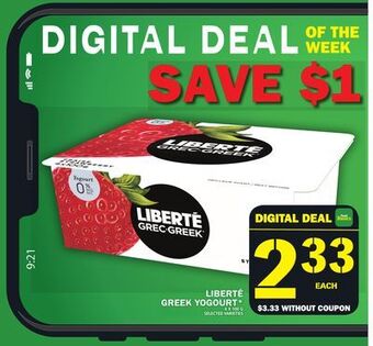 Food Basics Liberté greek yogourt* offer