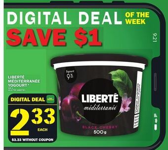 Food Basics Liberté méditerranée yogourt* offer