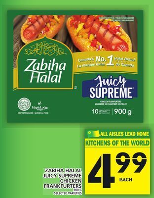 Food Basics Zabiha halal juicy supreme chicken frankfurters offer