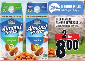 Metro Blue diamond almond beverages offer