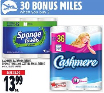 Metro Cashmere bathroom tissue, sponge towels or scotties facial tissue offer