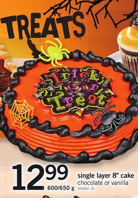 Fortinos Single layer 8" cake, 600/650 g offer