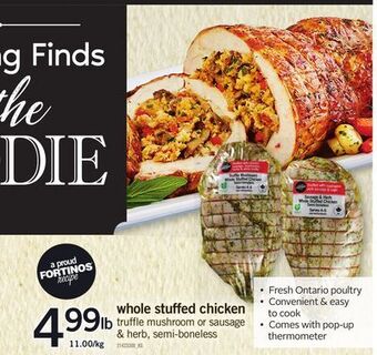 Fortinos Whole stuffed chicken offer
