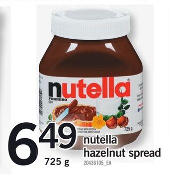 Fortinos Nutella hazelnut spread, 725 g offer