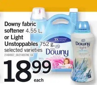 Fortinos Downy fabric softener, 4.55 l, or light unstoppables, 752 g offer