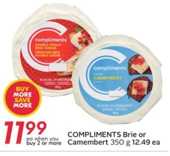 Sobeys Compliments brie or camembert offer