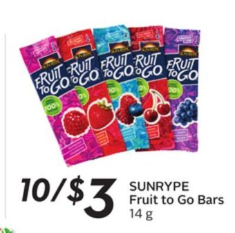 Sobeys Sunrype fruit to go bars offer