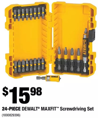 Home Depot 24-piece dewalt maxfit screwdriving set offer
