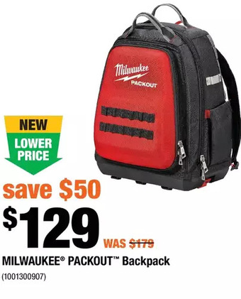 Home Depot Milwaukee packout backpack offer