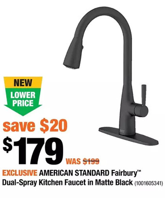 Home Depot American standard fairbury dual-spray kitchen faucet in matte black offer