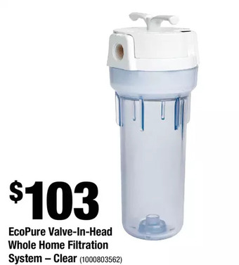 Ecopure valve-in-head whole home filtration system - clear