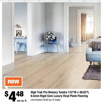 Home Depot High trak pro hickory tundra 7.12"w x 48.03"l 6.5mm rigid core luxury vinyl plank flooring offer