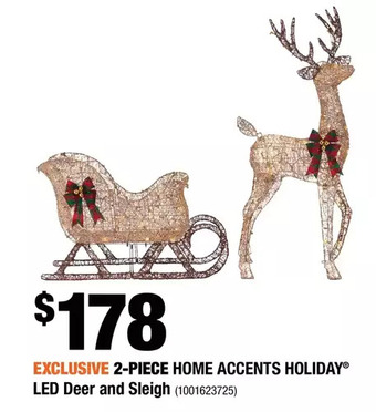 Home Depot 2-piece home accents holiday led deer and sleigh offer