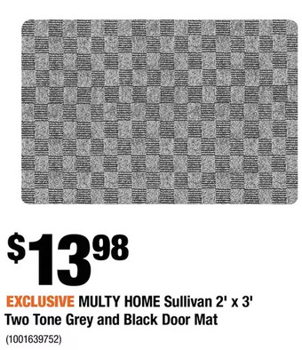 Multy home sullivan 2' x 3' two tone grey and black door mat