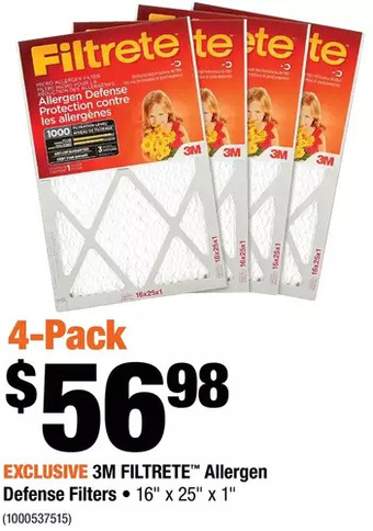 Home Depot 3m filtrete allergen defense filters offer