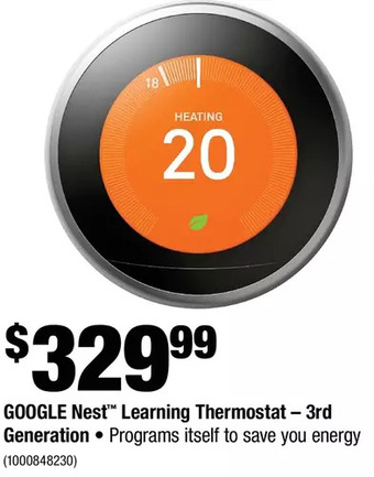 Home Depot Google nest learning thermostat - 3rd generation offer