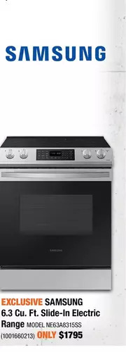 Home Depot Samsung 6.3 cu. ft. slide-in electric range offer