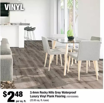 Home Depot 3.4mm rocky hills grey waterproof luxury vinyl plank flooring offer