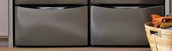 Home Depot Electrolux 15" laundry pedestal with storage drawer in titanium offer