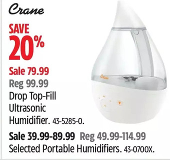 Canadian Tire Crane drop top-fill ultrasonic humidifier offer
