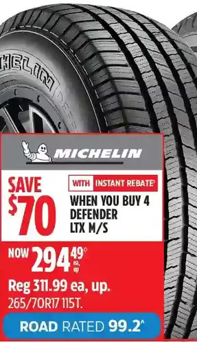 Canadian Tire Michelin defender ltx m/s offer