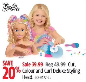 Canadian Tire Barbie cut, colour and curl deluxe styling head offer