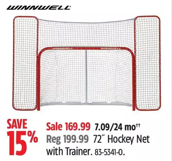 Canadian Tire Winnwell 72" hockey net with trainer offer