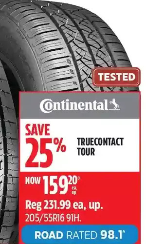 Canadian Tire Continental truecontact tour tires offer